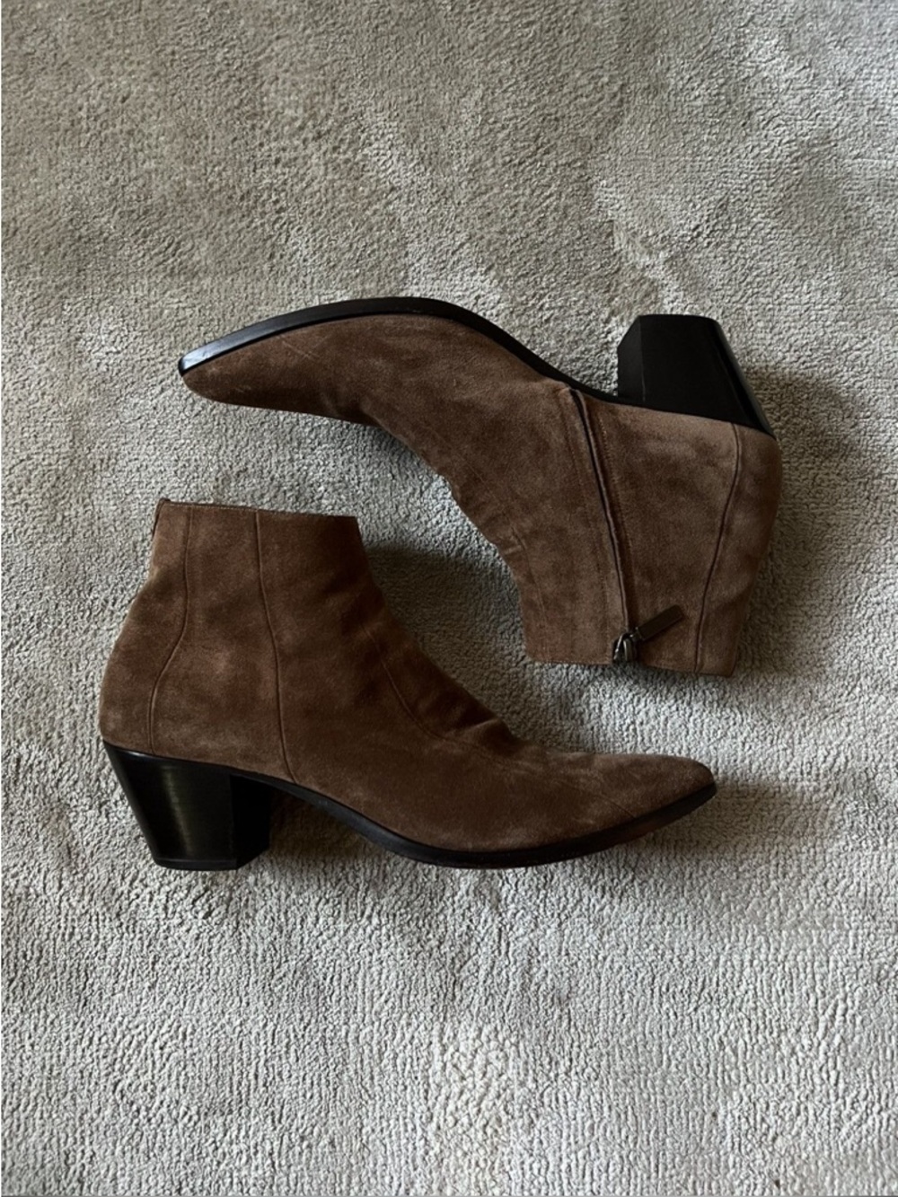 Saint Laurent Brown Suede Ankle Boots